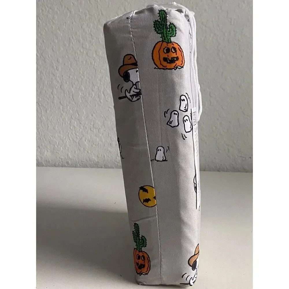 Peanuts Snoopy Halloween‎ QUEEN Sheet Set Pumpkin Cactus Cowboy Pumpkin NEW